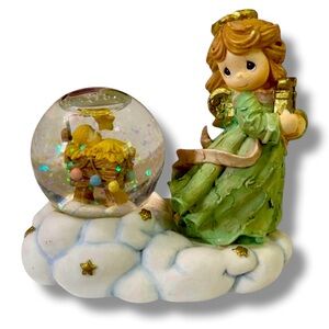 Vintage Precious Moments by Enesco 1999 Angel Playing Harp Water Globe